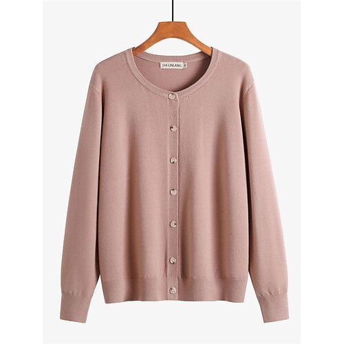 Women's Cardigan Sweater Jumper Ribbed Knit Button Solid Color Crew Neck Stylish Casual Daily Going out Summer Spring Black Pink M L XL
Women's Cardigan Sweater Jumper Ribbed Knit Button Solid Color Crew Neck Stylish Casual Daily Going out Summer Spring Black Pink M L XL