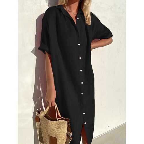 Robe chemise Robe casual Femme Robe mi-longue du quotidien Coton Décontractées Col de Chemise Bouton Manche Courte Eté Printemps Automne 2023 Ample Vert militaire Noir Rouge Plein XS S M L XL
Robe chemise Robe casual Femme Robe mi-longue du quotidien Coton Décontractées Col de Chemise Bouton Manche Courte Eté Printemps Automne 2023 Ample Vert militaire Noir Rouge Plein XS S M L XL