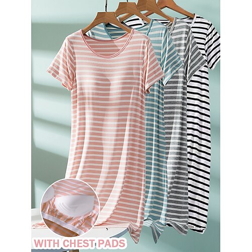 Mulheres Pijamas Camisola Camisa de noite Vestidos Listra Moda Casual Macia Casa Diário De Cama Poliéster Respirável Decote em V-wire Manga Curta Almofadas no peito Verão Primavera Rosa Claro Preto
Mulheres Pijamas Camisola Camisa de noite Vestidos Listra Moda Casual Macia Casa Diário De Cama Poliéster Respirável Decote em V-wire Manga Curta Almofadas no peito Verão Primavera Rosa Claro Preto