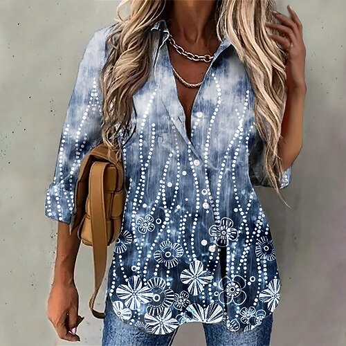 Mujer Camisa Blusa Rosa Azul Piscina Morado Floral Botón Estampado Manga Larga Casual Festivos Básico Cuello Camisero Regular Flor S
Mujer Camisa Blusa Rosa Azul Piscina Morado Floral Botón Estampado Manga Larga Casual Festivos Básico Cuello Camisero Regular Flor S