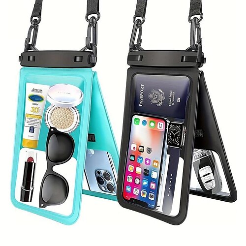 

Floating Waterproof Phone Pouch 2 In 1 Double Space Phone Case Bag With Lanyard Underwater Dry Bag For Smart Phones For Beach
