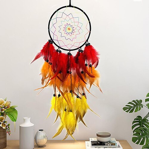 Colorful Dream Catcher Handmade Gift Feather Hook Flower Wind Chime with One Circle Ornament Wall Hanging Decor Art Boho Style 16x56cm/6.2''x22''
Colorful Dream Catcher Handmade Gift Feather Hook Flower Wind Chime with One Circle Ornament Wall Hanging Decor Art Boho Style 16x56cm/6.2''x22''