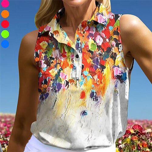 Mulheres Camisa polo de caminhada Camisa de golfe Pólo de botões Respirável Secagem Rápida Pavio Humido Sem Manga Vestuário de golfe Roupas de golfe Normal Floral Verão Tênis Golfe Pickleball
Mulheres Camisa polo de caminhada Camisa de golfe Pólo de botões Respirável Secagem Rápida Pavio Humido Sem Manga Vestuário de golfe Roupas de golfe Normal Floral Verão Tênis Golfe Pickleball