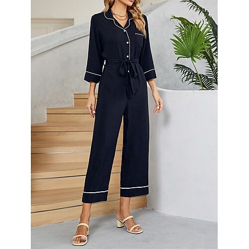 Combinaison Femme Lacet Bouton Rayé Col de Chemise Ordinaire Intérieur du quotidien Standard Manches 3/4 bleu marine S Eté
Combinaison Femme Lacet Bouton Rayé Col de Chemise Ordinaire Intérieur du quotidien Standard Manches 3/4 bleu marine S Eté