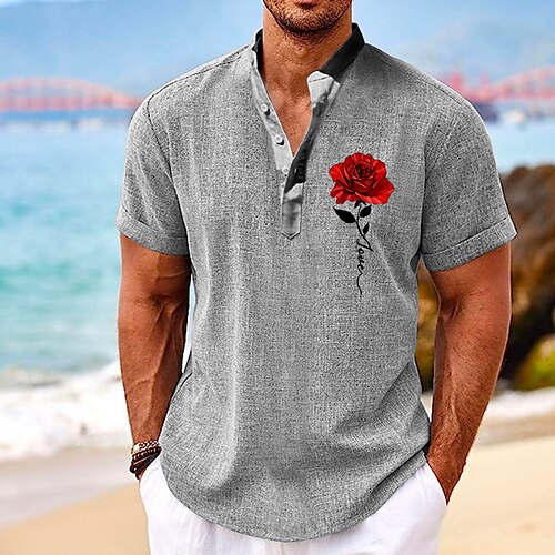 Men's Shirt Linen Shirt Rose Graphic Prints Stand Collar Blue Green Khaki Gray Outdoor Street Short Sleeve Print Clothing Apparel Linen Fashion Streetwear Designer Casual
Men's Shirt Linen Shirt Rose Graphic Prints Stand Collar Blue Green Khaki Gray Outdoor Street Short Sleeve Print Clothing Apparel Linen Fashion Streetwear Designer Casual
