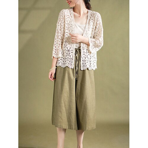 Mulheres Sueter Cardigan Saltador Crochê Tricotar Vazado Buraco Côr Sólida Abertura Frontal à moda Casual Diário Para Noite Verão Outono Preto Rosa Tamanho Único
Mulheres Sueter Cardigan Saltador Crochê Tricotar Vazado Buraco Côr Sólida Abertura Frontal à moda Casual Diário Para Noite Verão Outono Preto Rosa Tamanho Único