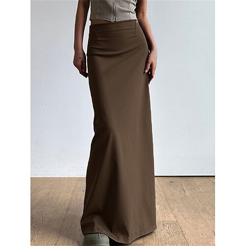 Mujer Falda Corte Bodycon Maxi Poliéster Marrón Faldas Verano Puntas abiertas Moda Casual Calle Diario S M L
Mujer Falda Corte Bodycon Maxi Poliéster Marrón Faldas Verano Puntas abiertas Moda Casual Calle Diario S M L
