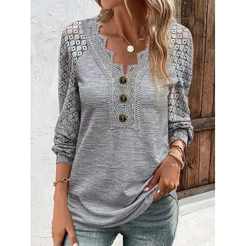 Pull Maille Femme A côtes Tricoter Bouton Garniture en dentelle Couleur unie Col V mode Décontractées du quotidien Sortie manche longue Eté Automne Noir Blanche S M L
Pull Maille Femme A côtes Tricoter Bouton Garniture en dentelle Couleur unie Col V mode Décontractées du quotidien Sortie manche longue Eté Automne Noir Blanche S M L