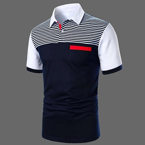 

Men's Polo Shirt Button Up Polos Casual Holiday Lapel Short Sleeve Fashion Basic Color Block Classic Summer Regular Fit White Yellow Burgundy Dark Navy Blue Polo Shirt