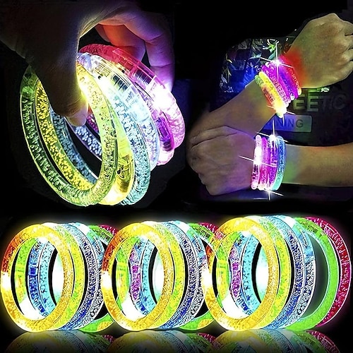 

светящиеся палочки браслет светится в темноте браслет 6 цветов в наличии светодиодный браслет мигающий свет набор браслетов неоновые принадлежности для вечеринок для освещения рейв-концерт день рождения карнавал подарки