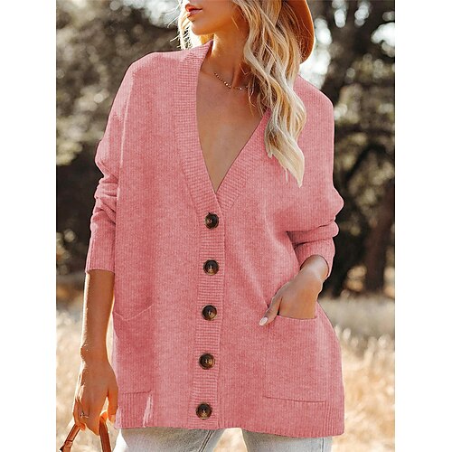 Mujer Chaqueta de Punto Puente Estriado Tejer Botón Bolsillo Color sólido Escote en Pico Elegante Casual Diario Noche Verano Otoño Negro Rosa S M L
Mujer Chaqueta de Punto Puente Estriado Tejer Botón Bolsillo Color sólido Escote en Pico Elegante Casual Diario Noche Verano Otoño Negro Rosa S M L