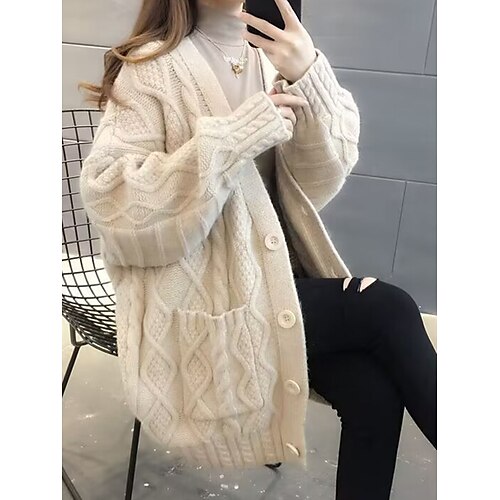 Damen Strickjacke Strickwaren Gedrehtes Stricken Taste Tasche Feste Farbe V Ausschnitt Stilvoll Brautkleider schlicht Outdoor Täglich Frühling Herbst Schwarz Rote Purpur Einheitsgröße
Damen Strickjacke Strickwaren Gedrehtes Stricken Taste Tasche Feste Farbe V Ausschnitt Stilvoll Brautkleider schlicht Outdoor Täglich Frühling Herbst Schwarz Rote Purpur Einheitsgröße