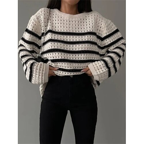 Mujer Suéter de punto Puente Estriado Tejer Estampado A Rayas Cuello Barco Elegante Casual Exterior Diario Otoño Invierno Negro Blanco Tamaño Único
Mujer Suéter de punto Puente Estriado Tejer Estampado A Rayas Cuello Barco Elegante Casual Exterior Diario Otoño Invierno Negro Blanco Tamaño Único