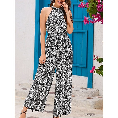 Mulheres Macacão Imprimir Floral Halter pescoço Férias Rua Diário Ajuste Largo Sem Manga Preto S M L Verão
Mulheres Macacão Imprimir Floral Halter pescoço Férias Rua Diário Ajuste Largo Sem Manga Preto S M L Verão