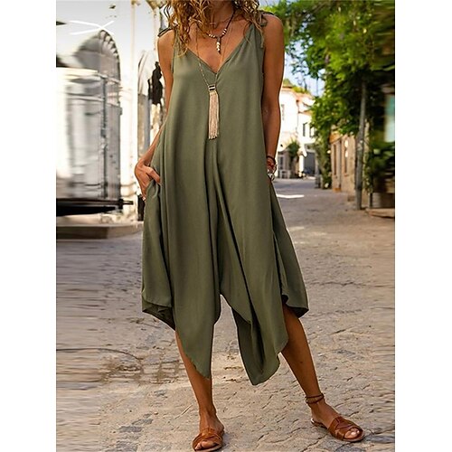 Mulheres Macacão Bolsos Côr Sólida Decote V Roupa de rua Rua Diário Normal Com Alça Verde S M L Verão
Mulheres Macacão Bolsos Côr Sólida Decote V Roupa de rua Rua Diário Normal Com Alça Verde S M L Verão