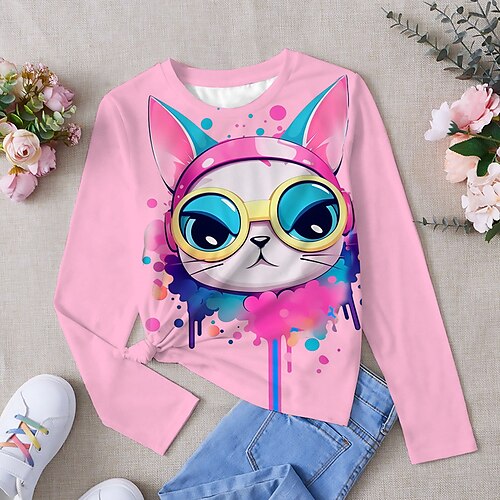 Girls' T shirt Long Sleeve T shirt Tee Graphic Cartoon Cat 3D Print Active Fashion Cute Polyester Outdoor Casual Daily Kids Crewneck 3-12 Years 3D Printed Graphic Regular Fit Shirt
Girls' T shirt Long Sleeve T shirt Tee Graphic Cartoon Cat 3D Print Active Fashion Cute Polyester Outdoor Casual Daily Kids Crewneck 3-12 Years 3D Printed Graphic Regular Fit Shirt