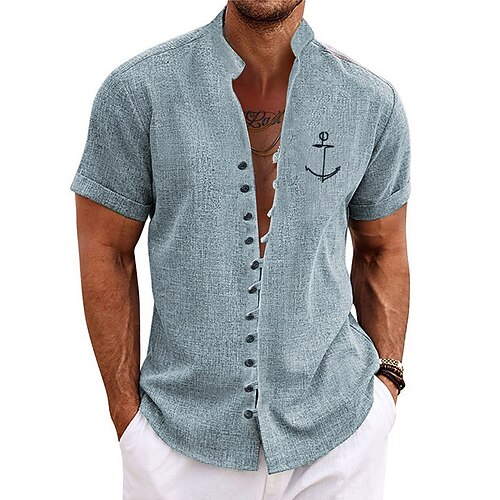 Hombre Camisa camisa de lino Estampados Ancla Escote Chino Azul Piscina Verde Trébol Caqui Azul claro Gris Exterior Calle Manga Corta Estampado Ropa Lino Moda Ropa de calle Design Casual
Hombre Camisa camisa de lino Estampados Ancla Escote Chino Azul Piscina Verde Trébol Caqui Azul claro Gris Exterior Calle Manga Corta Estampado Ropa Lino Moda Ropa de calle Design Casual