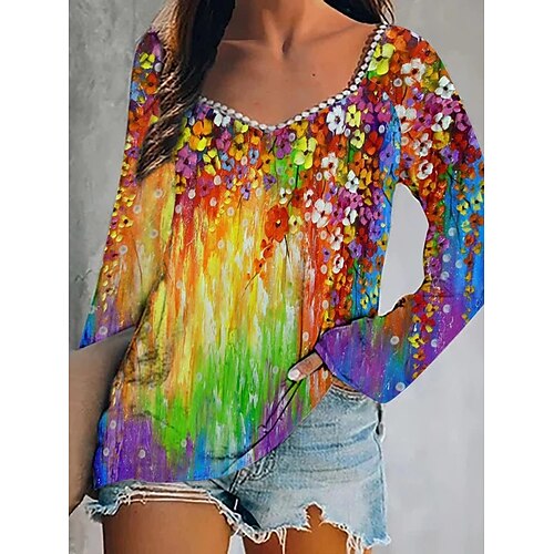 T shirt Tee Femme Noir Blanche Jaune Floral Imprimer manche longue Vacances Fin de semaine basique Col Carré Normal Standard Fleur Peinture S
T shirt Tee Femme Noir Blanche Jaune Floral Imprimer manche longue Vacances Fin de semaine basique Col Carré Normal Standard Fleur Peinture S