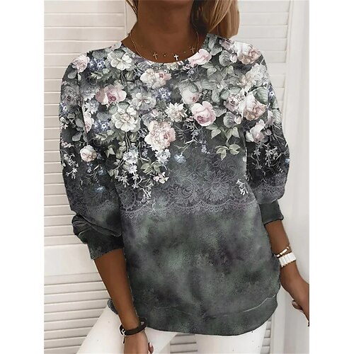 Mulheres Moletom Estacionar Básico Cinzento Floral Casual Decote Redondo Manga Longa
Mulheres Moletom Estacionar Básico Cinzento Floral Casual Decote Redondo Manga Longa