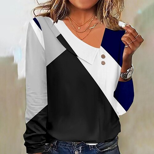 T shirt Tee Femme Blanche Rose Claire bleu marine Bloc de couleur Rayé Bouton Imprimer manche longue du quotidien Fin de semaine basique Col V Normal Standard Peinture S
T shirt Tee Femme Blanche Rose Claire bleu marine Bloc de couleur Rayé Bouton Imprimer manche longue du quotidien Fin de semaine basique Col V Normal Standard Peinture S