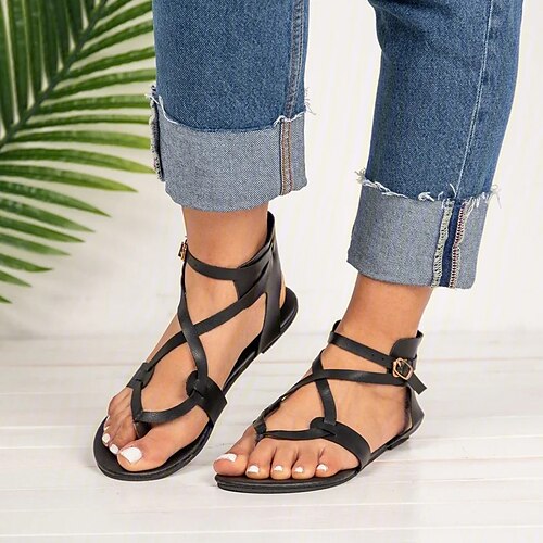 Mulheres Sandálias Sandálias rasas Tamanhos Grandes Sandálias de tira de tornozelo Ao ar livre Praia Verão Sem Salto Elegante Casual Conforto Couro Ecológico Fivela Côr Sólida Preto Vermelho Castanho
Mulheres Sandálias Sandálias rasas Tamanhos Grandes Sandálias de tira de tornozelo Ao ar livre Praia Verão Sem Salto Elegante Casual Conforto Couro Ecológico Fivela Côr Sólida Preto Vermelho Castanho