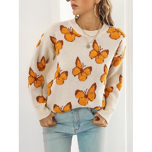 Pull Maille Femme A côtes Tricoter Imprimer Papillon Col Ras du Cou mode Décontractées du quotidien Rendez-vous manche longue Eté Automne Jaune Bleu S M L
Pull Maille Femme A côtes Tricoter Imprimer Papillon Col Ras du Cou mode Décontractées du quotidien Rendez-vous manche longue Eté Automne Jaune Bleu S M L