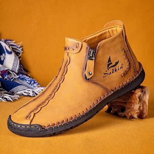 Homens Botas Sapatos Confortáveis Costura à mão Forro de Lã Vintage Casual Ao ar livre Diário Aventura Caminhada Couro Quente Confortável Antiderrapante Botas / Botins Amarelo marrom Preto Caqui
Homens Botas Sapatos Confortáveis Costura à mão Forro de Lã Vintage Casual Ao ar livre Diário Aventura Caminhada Couro Quente Confortável Antiderrapante Botas / Botins Amarelo marrom Preto Caqui