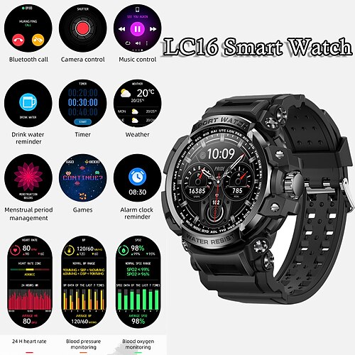 LC16 Relógio inteligente 1.32 polegada Relógio inteligente Bluetooth ECG PPG Monitoramento de temperatura Podômetro Compatível com Android iOS Feminino Masculino satélite Suspensão Longa Chamadas
LC16 Relógio inteligente 1.32 polegada Relógio inteligente Bluetooth ECG PPG Monitoramento de temperatura Podômetro Compatível com Android iOS Feminino Masculino satélite Suspensão Longa Chamadas