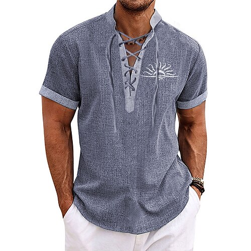 Homens Camisa Social camisa de linho Sol Estampas Abstratas Vintage Colarinho Chinês Verde Azulado Azul Verde Cáqui Cinzento Ao ar livre Rua Manga Curta Com Cordão Imprimir Roupa Linho Moda Roupa de
Homens Camisa Social camisa de linho Sol Estampas Abstratas Vintage Colarinho Chinês Verde Azulado Azul Verde Cáqui Cinzento Ao ar livre Rua Manga Curta Com Cordão Imprimir Roupa Linho Moda Roupa de
