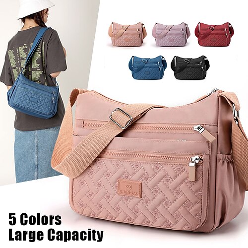 Women's Crossbody Bag Shoulder Bag Hobo Bag Nylon Shopping Daily Zipper Large Capacity Waterproof Breathable Solid Color Quilted Wine Red Elegant purple Black
Women's Crossbody Bag Shoulder Bag Hobo Bag Nylon Shopping Daily Zipper Large Capacity Waterproof Breathable Solid Color Quilted Wine Red Elegant purple Black