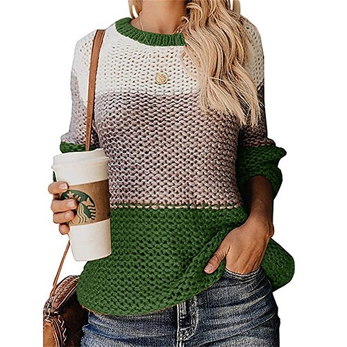 Mulheres Pulôver suéter Saltador Estriado Tricotar Patchwork Bloco de cor Gola Redonda à moda Casual Ao ar livre Diário Verão Outono Preto Verde S M L
Mulheres Pulôver suéter Saltador Estriado Tricotar Patchwork Bloco de cor Gola Redonda à moda Casual Ao ar livre Diário Verão Outono Preto Verde S M L