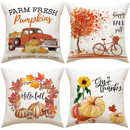 Cosecha de otoño, funda de almohada de doble cara, 4 piezas, funda de cojín cuadrada decorativa suave, funda de almohada para dormitorio, sala de estar, sofá, silla
Cosecha de otoño, funda de almohada de doble cara, 4 piezas, funda de cojín cuadrada decorativa suave, funda de almohada para dormitorio, sala de estar, sofá, silla