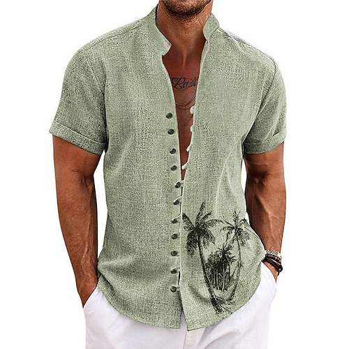 Men's Shirt Linen Shirt Coconut Tree Graphic Prints Stand Collar Blue Green Khaki Light Blue Gray Outdoor Street Short Sleeve Print Clothing Apparel Linen Fashion Streetwear Designer Casual
Men's Shirt Linen Shirt Coconut Tree Graphic Prints Stand Collar Blue Green Khaki Light Blue Gray Outdoor Street Short Sleeve Print Clothing Apparel Linen Fashion Streetwear Designer Casual