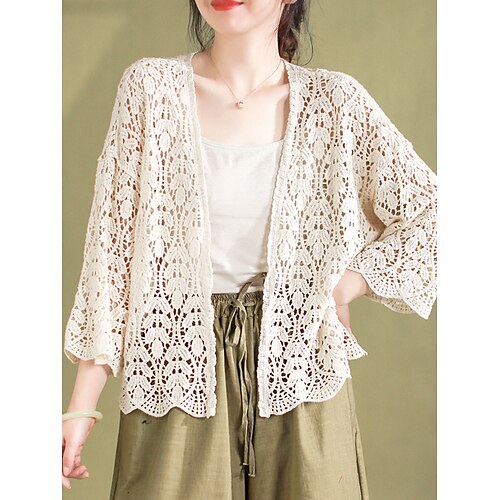 Women's Cardigan Sweater Jumper Crochet Knit Hollow Out Hole Solid Color Open Front Stylish Casual Daily Going out Summer Fall Black Pink One-Size
Women's Cardigan Sweater Jumper Crochet Knit Hollow Out Hole Solid Color Open Front Stylish Casual Daily Going out Summer Fall Black Pink One-Size