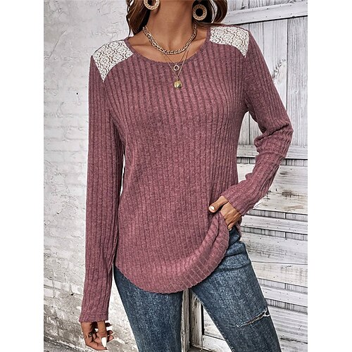 Mujer Suéter de punto Puente Estriado Tejer Retazos Ajuste de encaje Color sólido Cuello Barco Elegante Casual Diario Noche Verano Primavera Negro Rojo S M L
Mujer Suéter de punto Puente Estriado Tejer Retazos Ajuste de encaje Color sólido Cuello Barco Elegante Casual Diario Noche Verano Primavera Negro Rojo S M L