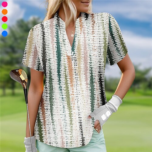 Mulheres Camisa polo de caminhada Camisa de golfe Respirável Secagem Rápida Pavio Humido Manga Curta Vestuário de golfe Roupas de golfe Normal Em V Geometria Estampado Verão Tênis Golfe Pickleball
Mulheres Camisa polo de caminhada Camisa de golfe Respirável Secagem Rápida Pavio Humido Manga Curta Vestuário de golfe Roupas de golfe Normal Em V Geometria Estampado Verão Tênis Golfe Pickleball