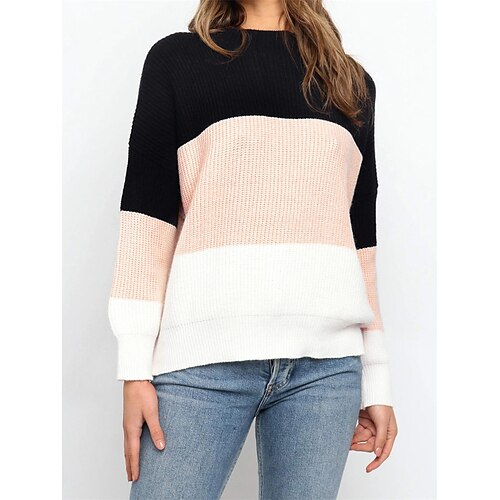 Mujer Suéter de punto Puente Estriado Tejer Retazos Bloque de color Cuello Barco Elegante Casual Exterior Diario Primavera Otoño Negro Rosa S M L
Mujer Suéter de punto Puente Estriado Tejer Retazos Bloque de color Cuello Barco Elegante Casual Exterior Diario Primavera Otoño Negro Rosa S M L