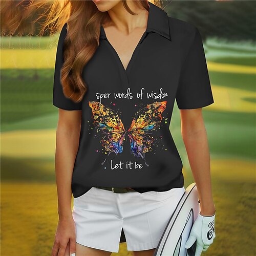 Mulheres Camisa polo de caminhada Camisa de golfe Respirável Secagem Rápida Pavio Humido Manga Curta Vestuário de golfe Roupas de golfe Normal Em V Borboleta Letra Verão Tênis Golfe Pickleball
Mulheres Camisa polo de caminhada Camisa de golfe Respirável Secagem Rápida Pavio Humido Manga Curta Vestuário de golfe Roupas de golfe Normal Em V Borboleta Letra Verão Tênis Golfe Pickleball