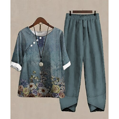 Damen Hemd Hosen-Sets Hosen Hose Basic Hellgrün Blau Festtage Wochenende Blumen Bedruckt Rundhalsausschnitt S M L XL 2XL
Damen Hemd Hosen-Sets Hosen Hose Basic Hellgrün Blau Festtage Wochenende Blumen Bedruckt Rundhalsausschnitt S M L XL 2XL