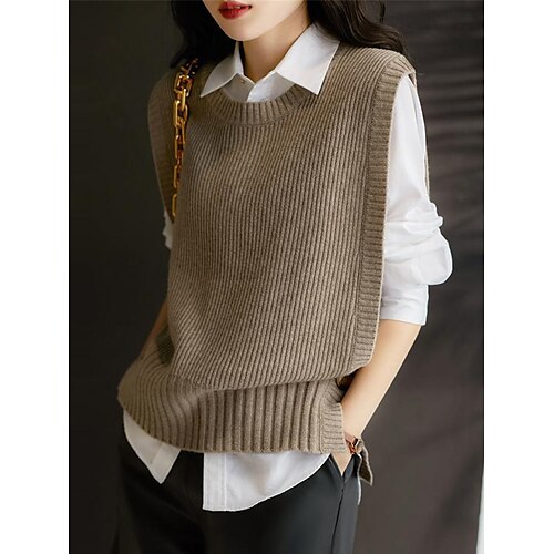Pull Gilet Maille Femme A côtes Tricoter Bouton énorme Couleur unie Col Ras du Cou mode Décontractées Extérieur du quotidien Sans Manches Eté Automne Marron Kaki Taille unique
Pull Gilet Maille Femme A côtes Tricoter Bouton énorme Couleur unie Col Ras du Cou mode Décontractées Extérieur du quotidien Sans Manches Eté Automne Marron Kaki Taille unique