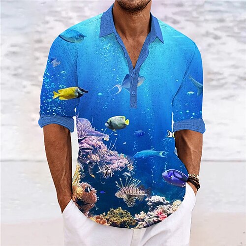 Herren Hemd leinenhemd Grafik-Drucke Ozean Unterwasserwelt Ständer Meerblau Königsblau Blau Dunkelblau Leicht Blau Outdoor Strasse Langarm Bedruckt Bekleidung Leinen Modisch Strassenmode Designer
Herren Hemd leinenhemd Grafik-Drucke Ozean Unterwasserwelt Ständer Meerblau Königsblau Blau Dunkelblau Leicht Blau Outdoor Strasse Langarm Bedruckt Bekleidung Leinen Modisch Strassenmode Designer