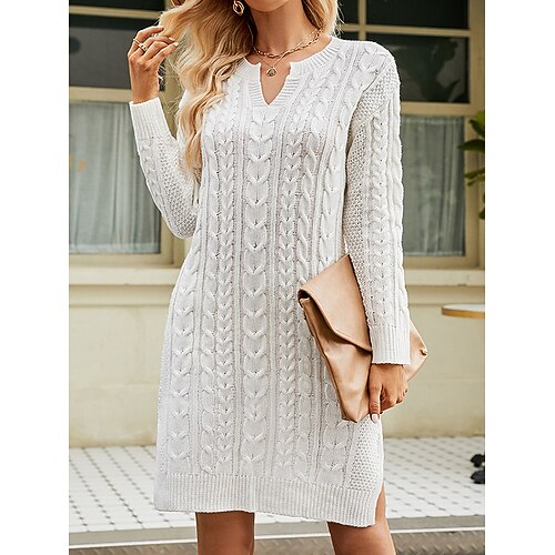 Mulheres Vestido de moletom Saltador Cabo Tricotar Fenda Côr Sólida Decote V à moda Sensual Ao ar livre Diário Outono Inverno Preto Branco S M L
Mulheres Vestido de moletom Saltador Cabo Tricotar Fenda Côr Sólida Decote V à moda Sensual Ao ar livre Diário Outono Inverno Preto Branco S M L