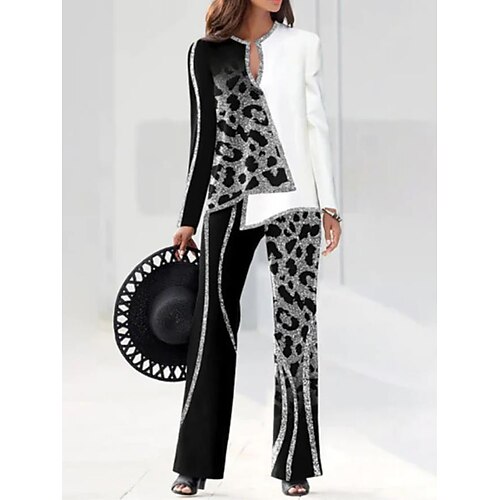 Mulheres Camisa Social Conjuntos de calças Perna larga Calças Roupa de rua Preto Branco Casual Diário Gráfico Leopardo Imprimir Decote V S M L XL 2XL
Mulheres Camisa Social Conjuntos de calças Perna larga Calças Roupa de rua Preto Branco Casual Diário Gráfico Leopardo Imprimir Decote V S M L XL 2XL