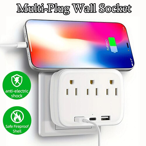 1pc Cruise Power Strip With 2 USB 1 TYPE-C And 3 Sockets Total 13A Multi-Plug Wall Socket Strip Cruise Essentials For Traveling Boats Home Essentials
1pc Cruise Power Strip With 2 USB 1 TYPE-C And 3 Sockets Total 13A Multi-Plug Wall Socket Strip Cruise Essentials For Traveling Boats Home Essentials