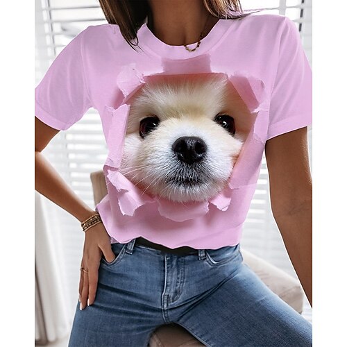 Mujer Camiseta Amarillo Rosa Azul Piscina Perro 3D Estampado Manga Corta Diario Fin de semana Básico Escote Redondo Regular Pintura S
Mujer Camiseta Amarillo Rosa Azul Piscina Perro 3D Estampado Manga Corta Diario Fin de semana Básico Escote Redondo Regular Pintura S
