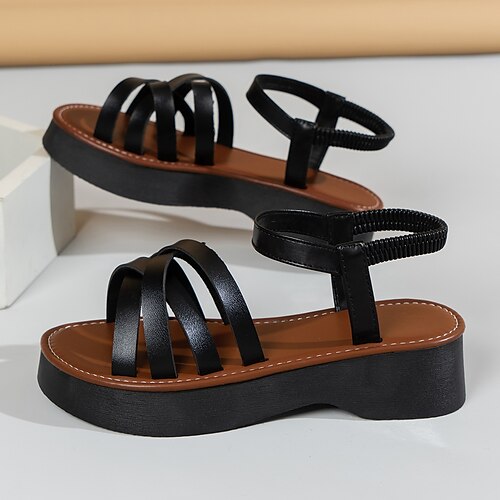 Femme Sandales Sandales à plateforme Chaussures romaines du quotidien Eté Plateau Hauteur de semelle compensée Bout rond Décontractées Minimalisme Polyuréthane Bande élastique Couleur unie Chaussures
Femme Sandales Sandales à plateforme Chaussures romaines du quotidien Eté Plateau Hauteur de semelle compensée Bout rond Décontractées Minimalisme Polyuréthane Bande élastique Couleur unie Chaussures