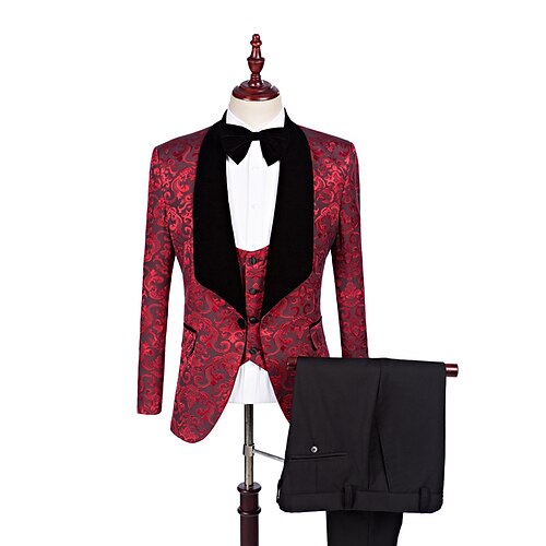 Trajes de boda de otoño para hombre color burdeos, 3 piezas, estampado, ajuste a medida, un solo botón, 2023
Trajes de boda de otoño para hombre color burdeos, 3 piezas, estampado, ajuste a medida, un solo botón, 2023