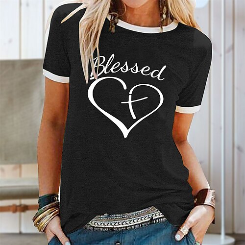 T shirt Tee Femme Noir Jaune Bleu Cœur Lettre Imprimer Manche Courte du quotidien Fin de semaine basique Col Rond Normal Standard Peinture S
T shirt Tee Femme Noir Jaune Bleu Cœur Lettre Imprimer Manche Courte du quotidien Fin de semaine basique Col Rond Normal Standard Peinture S