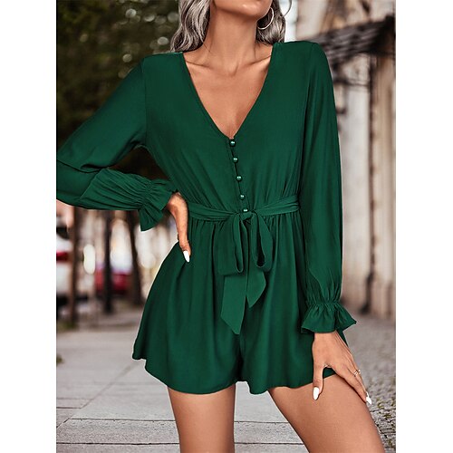 Damen Kurz Jumpsuit mit Schnürung Taste Feste Farbe V Ausschnitt Urlaub Brautkleider schlicht Strasse Täglich Regular Fit Langarm Schwarz Grün S M L XL Sommer
Damen Kurz Jumpsuit mit Schnürung Taste Feste Farbe V Ausschnitt Urlaub Brautkleider schlicht Strasse Täglich Regular Fit Langarm Schwarz Grün S M L XL Sommer