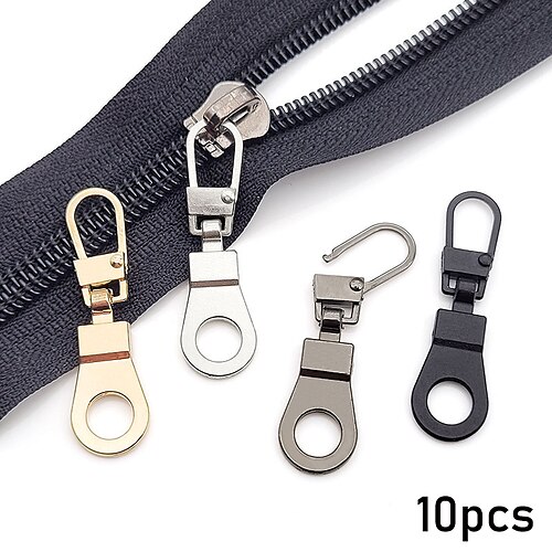 

10pcs Metal Zipper Head Pull Tab Detachable For Repairing Small Holes In Luggage Shoes Boots And Special Zipper Head Pull Pendant Accessories